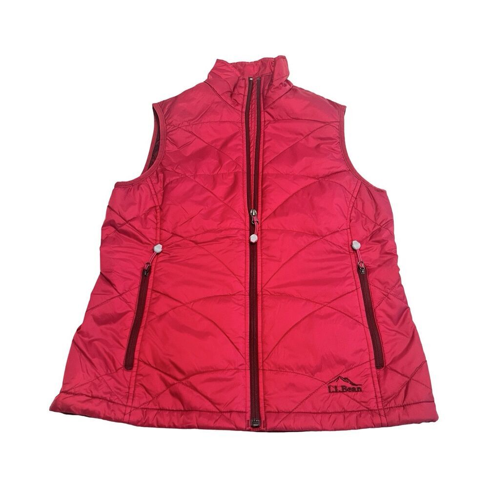 LL Bean Womens XS Raspberry Red PrimaLoft Quilted Puffer Vest Full Zip Packable